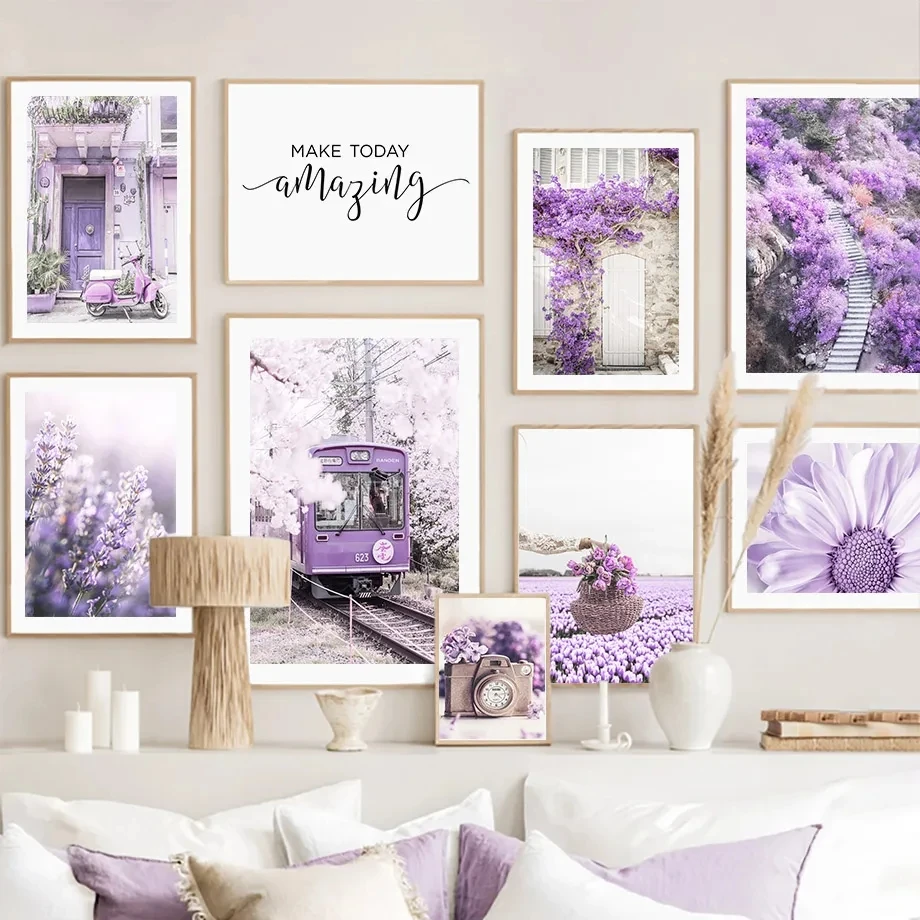 Purple Flower Landscape Pictur - Lavender Oil ulasan dan harga